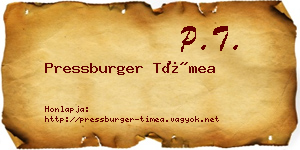 Pressburger Tímea névjegykártya